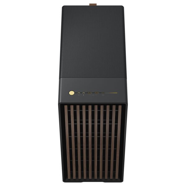 PC gamer Lynxmedia North Noir sans RGB avec boîtier boisé Fractal Design, carte graphique NVIDIA RTX 5060 Ti et processeur AMD Ryzen 5 9600X.
