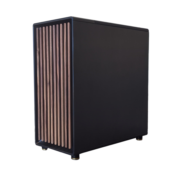 PC gamer Lynxmedia North Noir sans RGB avec boîtier boisé Fractal Design, carte graphique NVIDIA RTX 5060 Ti et processeur AMD Ryzen 5 9600X